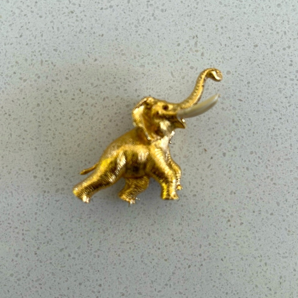 Gold Elephant Brooch